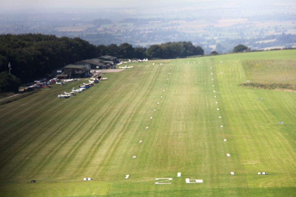 Coming in to land at Compton Abbas airfield.