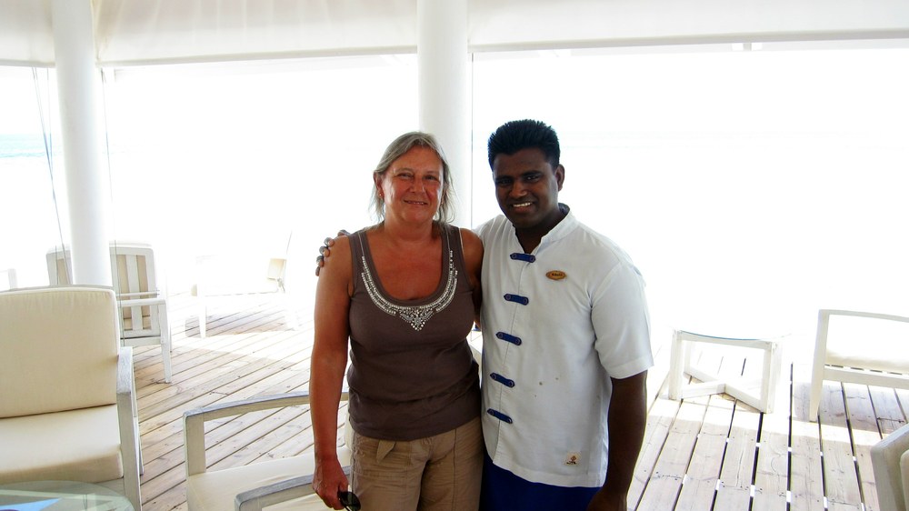 Another souvenir snap on our last day - with Kholil, one of the head barmen, and a great guy.