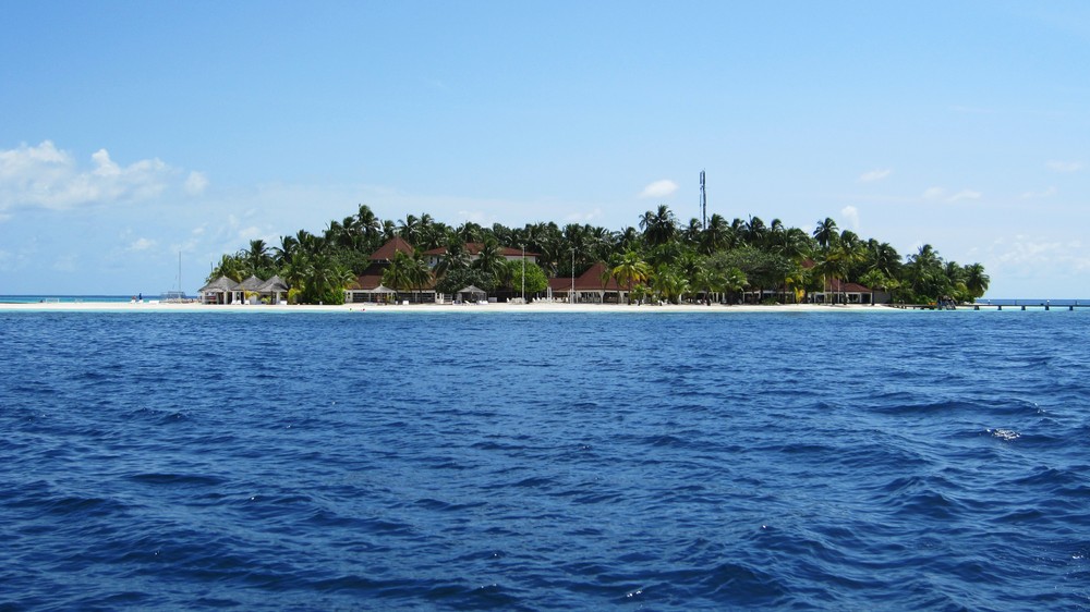 Athuruga island. The water village is off to the left.