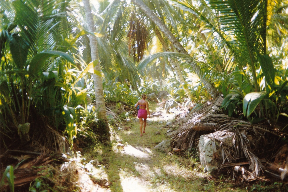 The walk to Paradise Garden...  Exploring the jungle paths that run all over the island.