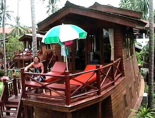 Our 'Rice Barge' Suite. Note the artistically draped T-Shirts under the sun-umbrella.