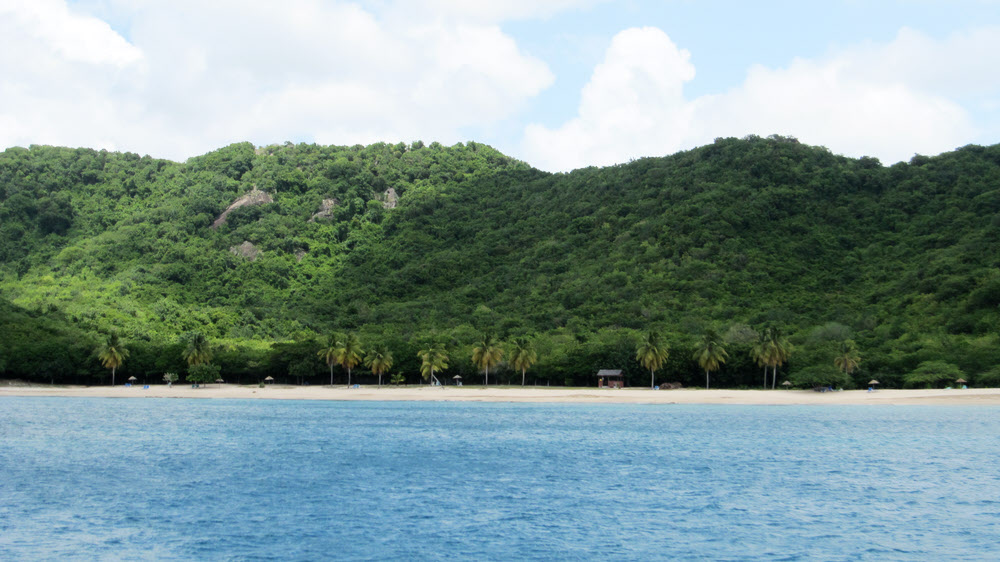 The remote, third beach at Hawksbill Bay.