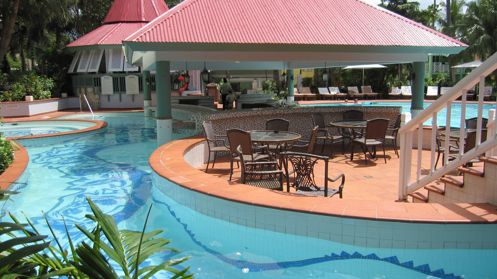 Some pools have swim-up bars.