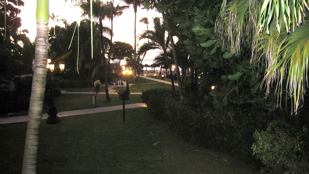 The view from our balcony as the sun sets.