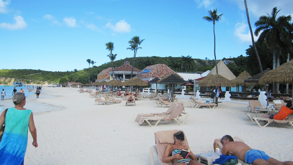 On the beach. You can make out the upstairs balcony of the OK Corral restaurant up ahead.