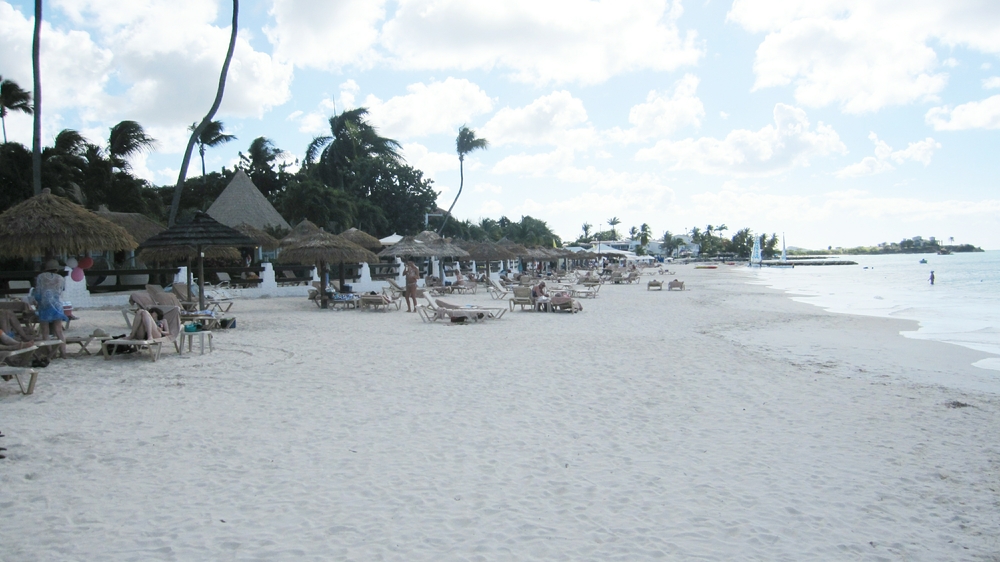 Looking back along the beach in the early evening.