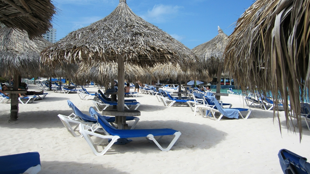 Lots of palapas down on the beach.