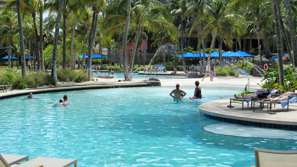 The main pool area on the way down to the beach from our room.