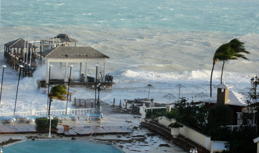 Heavy seas overnight have smashed the landward end of the pier.