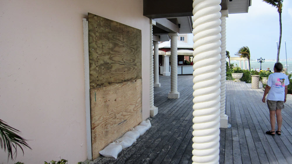 ...and sandbags placed in front of doors.