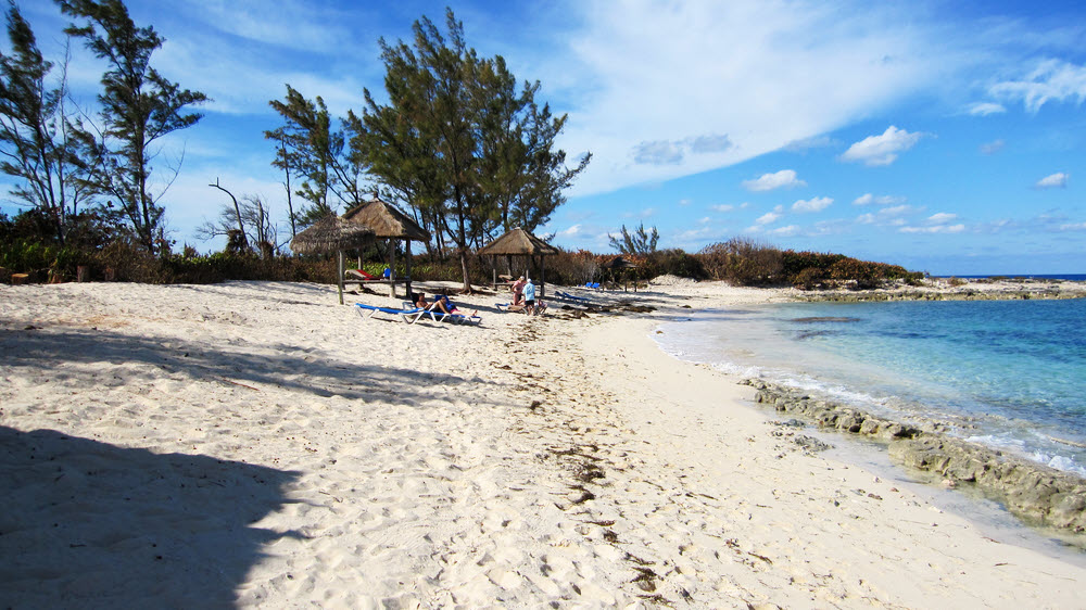 The northern beach of the island, looking west.