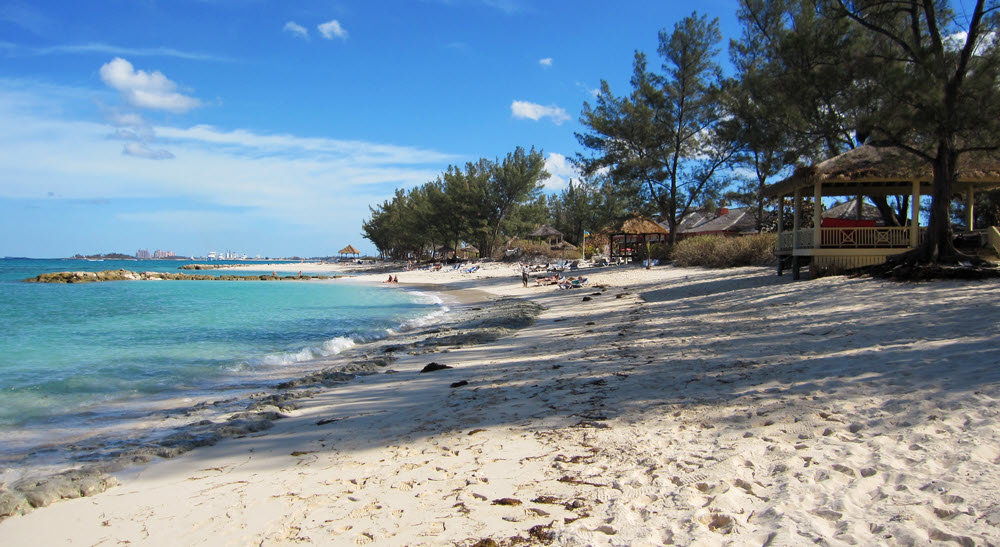 The northern beach of the island, looking east.