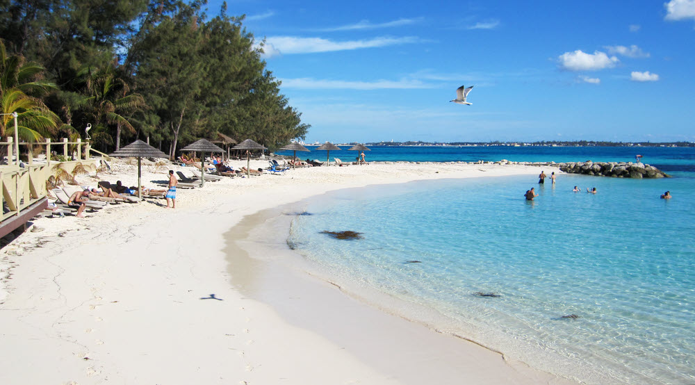 The southern beach of the Island, facing the mainland.