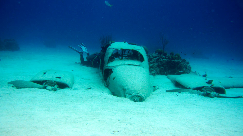 The Cessna crashed into the sea by Michael Caine in 'Jaws - the Revenge'.