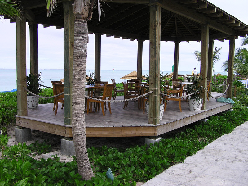 These covered seating areas overlooking the beach were frequently used for marriage ceremonies.  (180k)