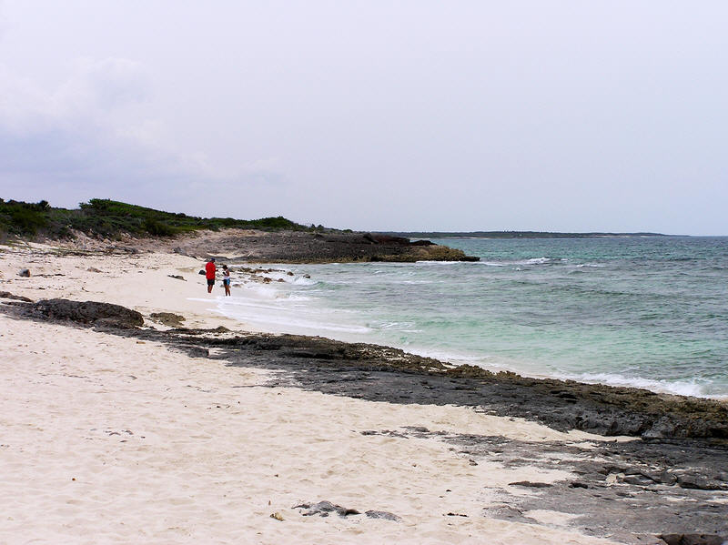 The beach next to the bar on the rougher, east-facing shore.  (80k)