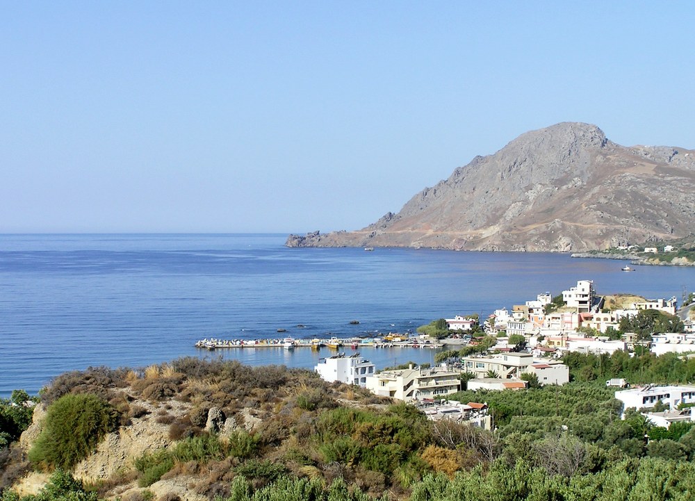 Looking to the right from our balcony on a calm day over Plakias harbour