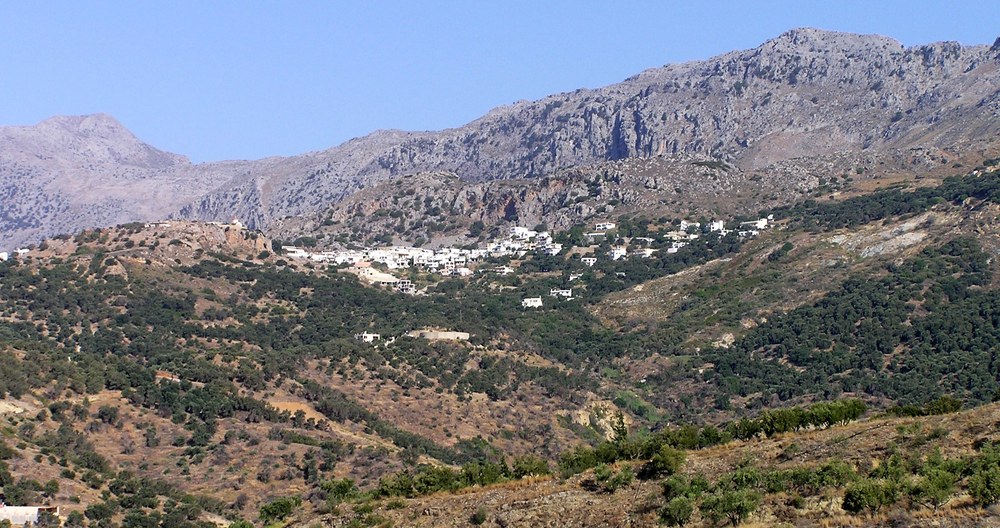 Looking up the mountainside from Plakias to the picturesque village of Sellia.