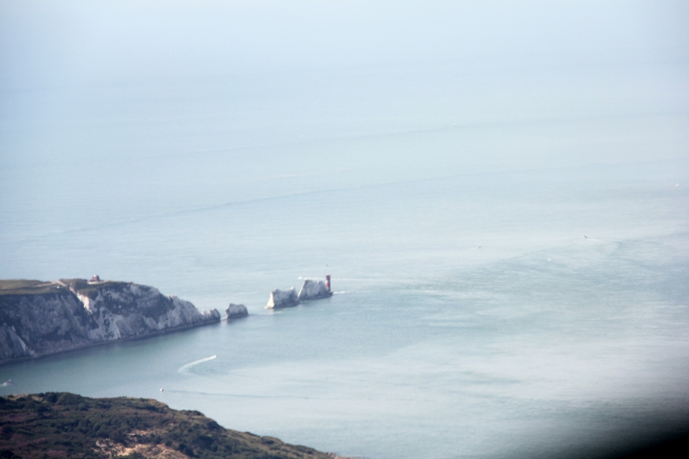 The Needles five miles away from above Hurst Castle.