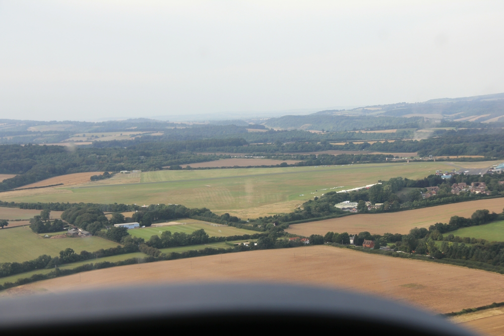 Coming in to land on the grass strip at Booker.