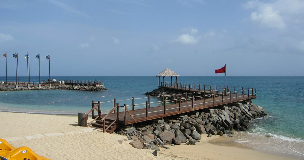 Weddings and other events are held on the two piers that protect the swimming areas. 