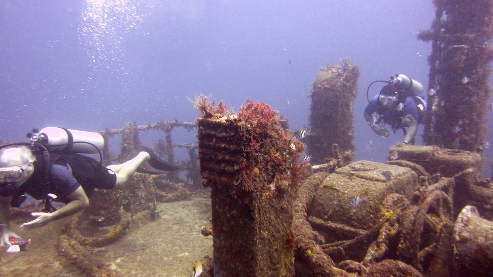 Exploring the wreck of MV 'Shakem'.