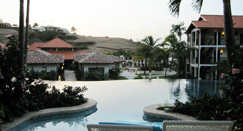 The view from the veranda as evening falls.