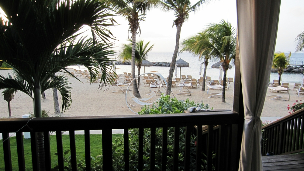 From our patio, looking out onto the beach in front.