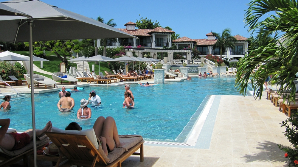 The South Seas pool, with an aquacise class under way.