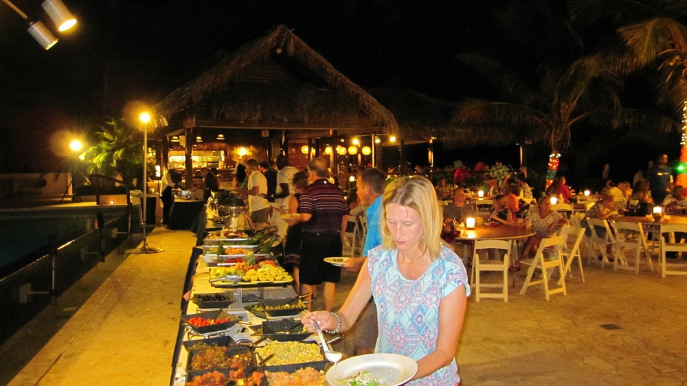 Every Friday, there's a Beach Party, with a huge buffet by the beach.