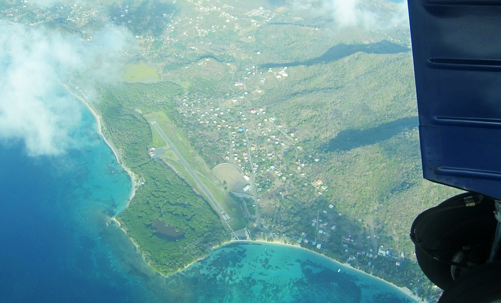 We pass over the airstrip on Carriacou.