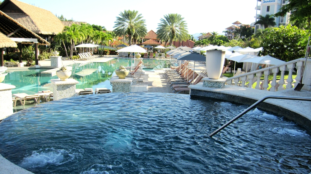 Looking back down on the Noisy Pool area from the big Jacuzzi.