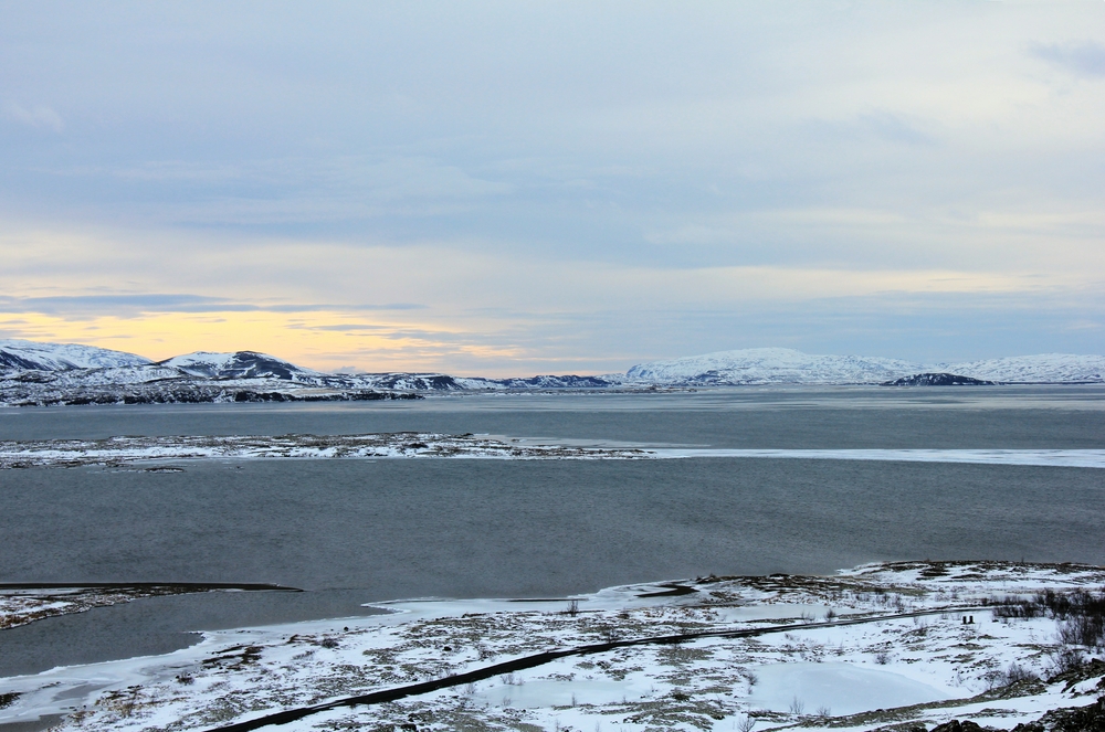 Another view across the lake to the mountains beyond