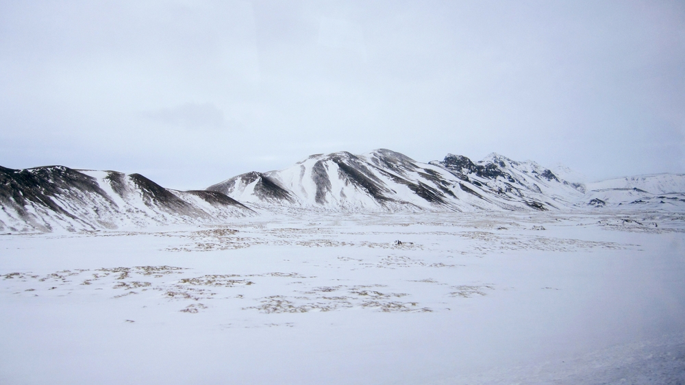 Wild landscape passing by the coach window on our way to the Gullfoss waterfall.