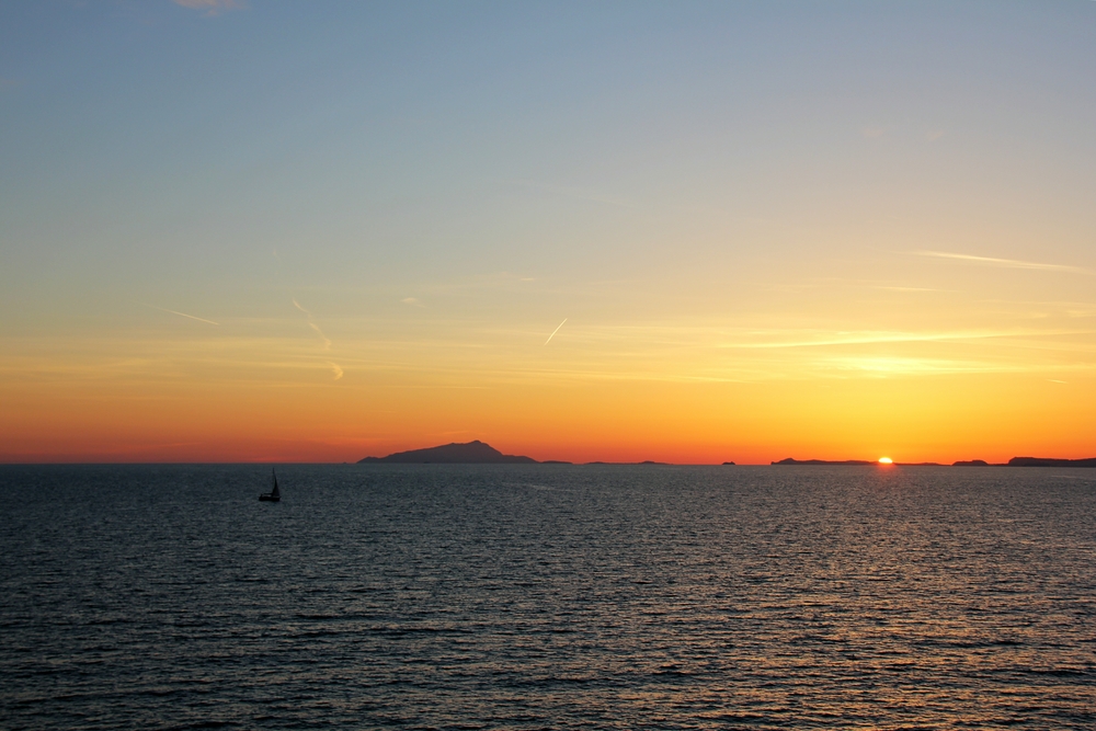 At the end of a long day on the Amalfi Coast, back to another glorious sunset seen from our hotel balcony.