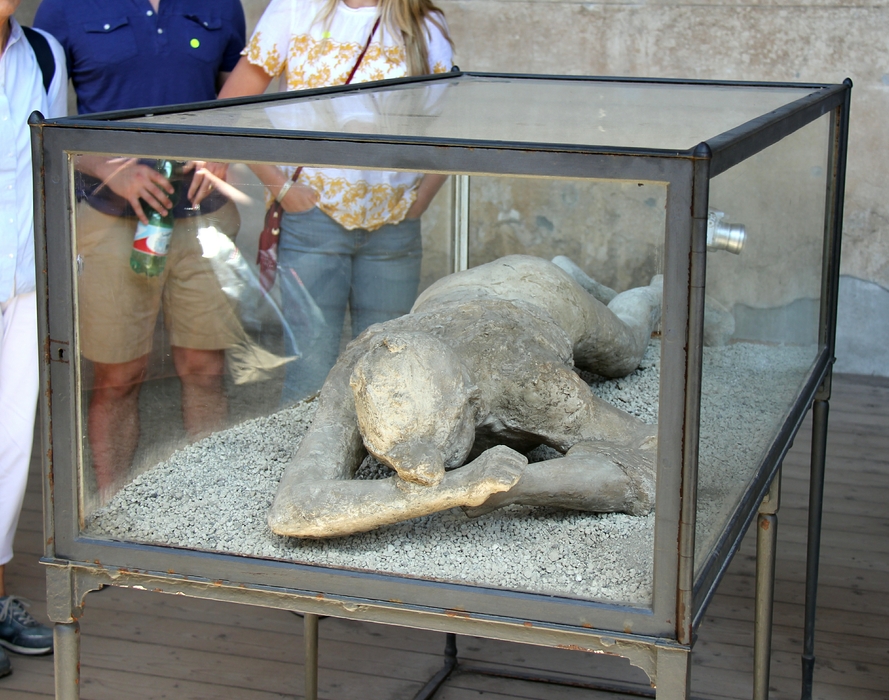 One of the famous plaster casts of bodies found buried in ash.