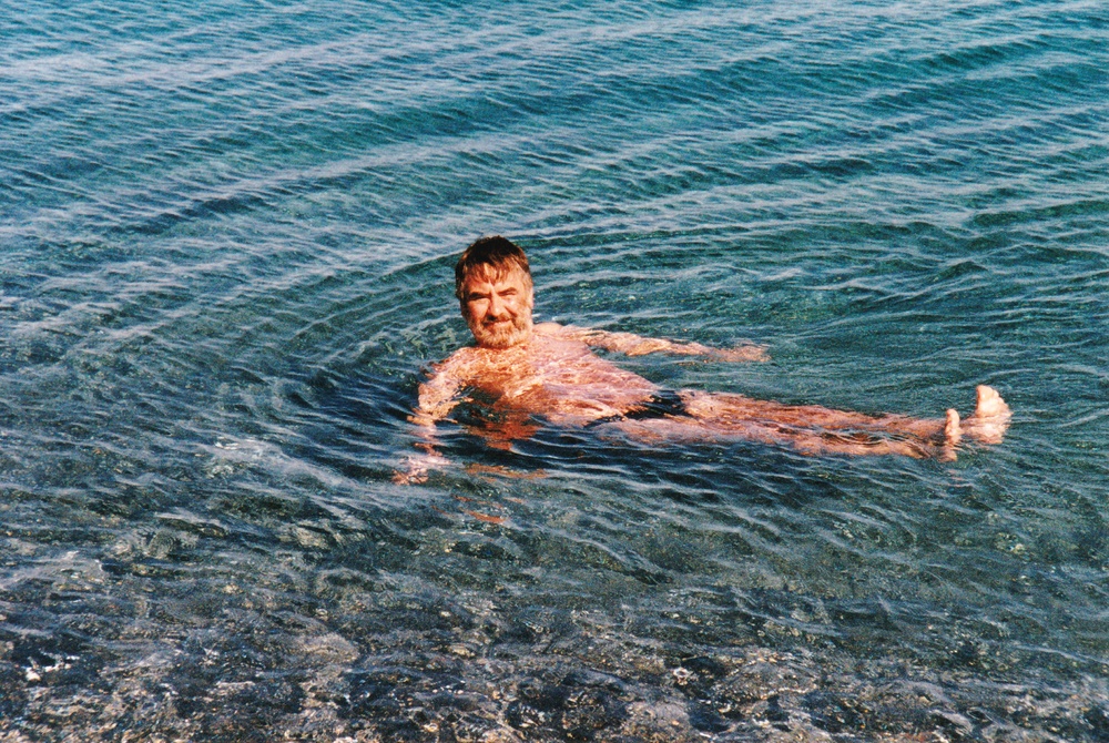 Me at the completely deserted Agios Minas beach. The water was so transparent.