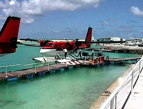 Loading up the taxi at Hulule seaplane terminal..