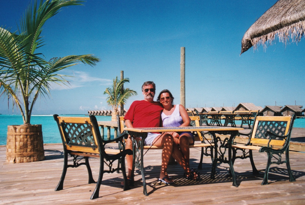 On the decking at the water village.