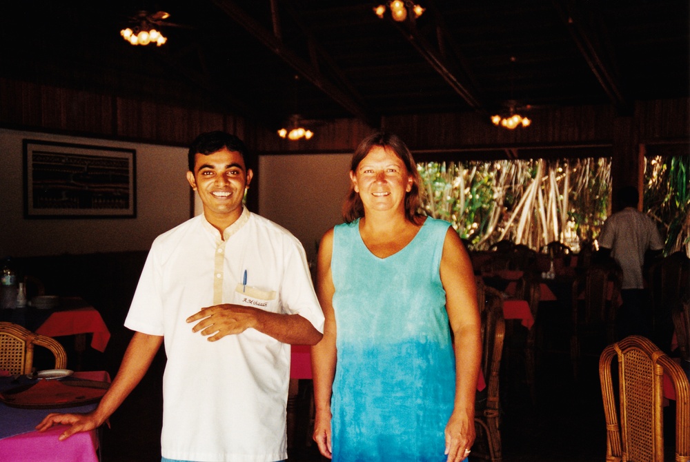 Our waiter Ahmed, grinning as usual, with Linda.