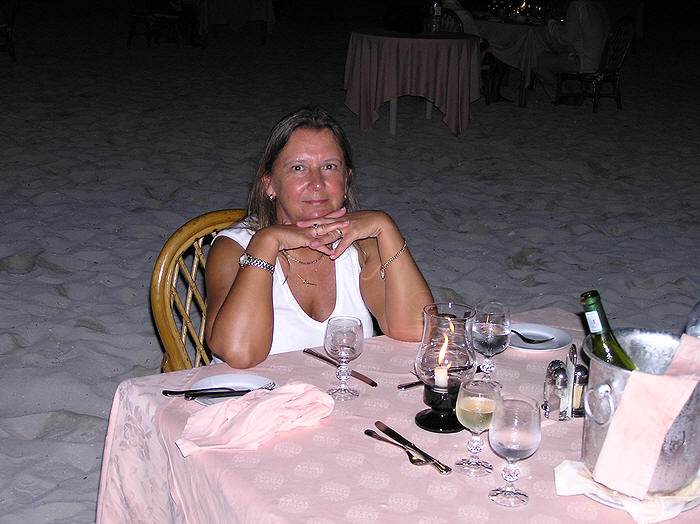 Candle-lit dinner on the beach under the stars. (68k)