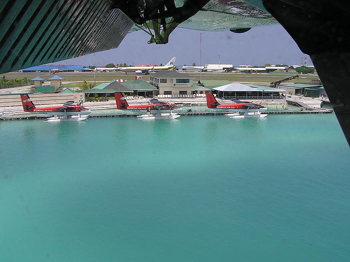 The Maldivian Air Taxi terminal from the air. (62k)