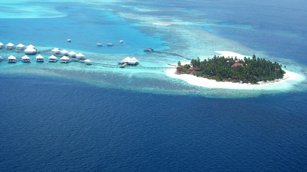 Thudufushi Island from the seaplane.