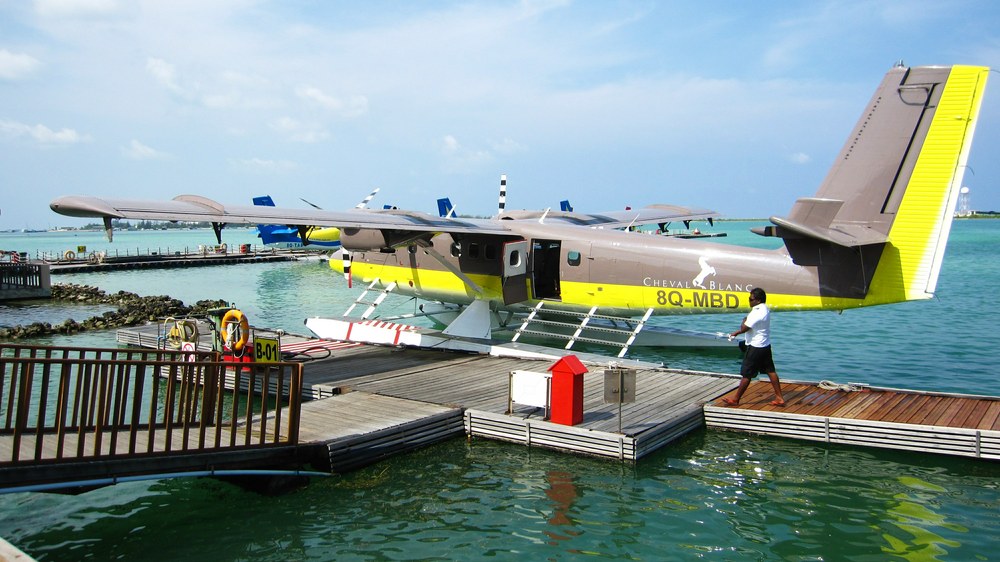 A few days before we arrived, William and Kate also arrived, but naturally went to a far more upmarket island.  
				This is as close as we got to them - the seaplane in which they travelled to their island.