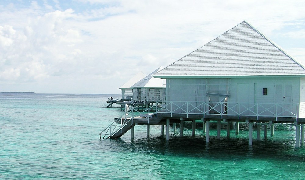 The water villas have a good big deck area for sunbathing, and each has its own ladder down into the sea to cool off.