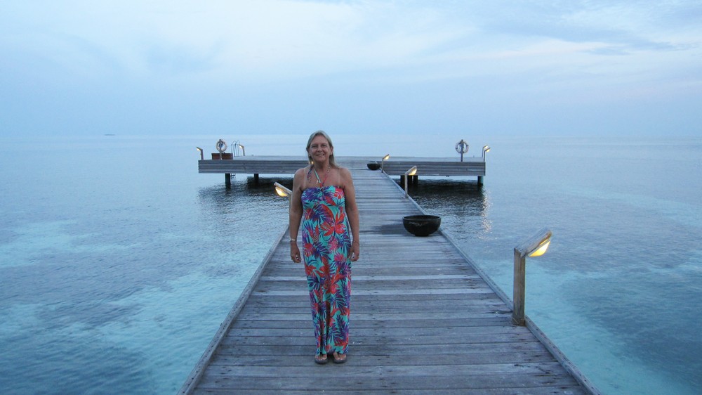 On the jetty at sunset.