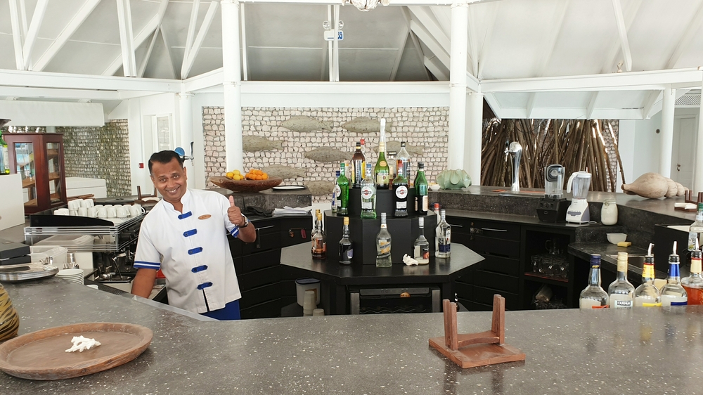 Head barman Lesly prepares the Main Bar for the evening.