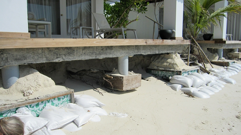 The foundations of this room (around room 40 or so) are severely threatened.  The maintenance staff have used lots of sandbags to try and protect it.