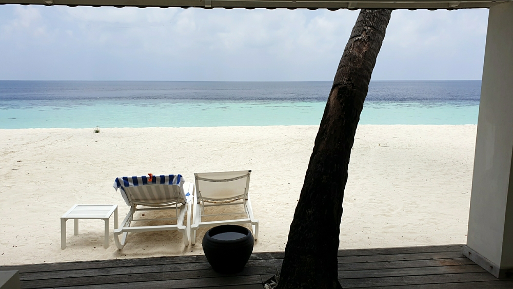 What a relief - plenty of beach in front of our veranda.  See the photos in our 2020 report, which show no beach at all outside our room.