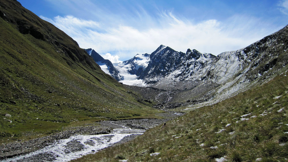 Gaisberg valley with the glacier at the end
